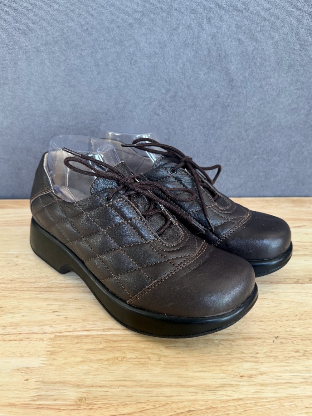 Dromedaris Sade Women's Shoes Sz 39 US 8.5 Brown Quilted Leather Rocker EUC